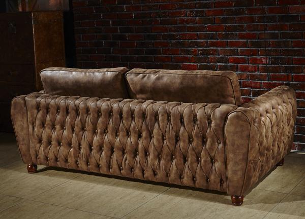 Small Size Compact 2 Seater Leather Sofa Multi Buttons With Moveable Cushion