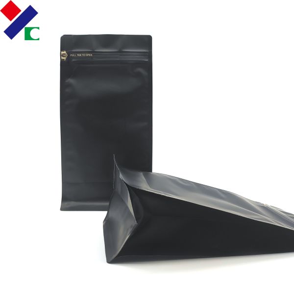 250g Flat Bottom Front Zipper Kraft Paper Coffee Bag With Valve 100 Micron