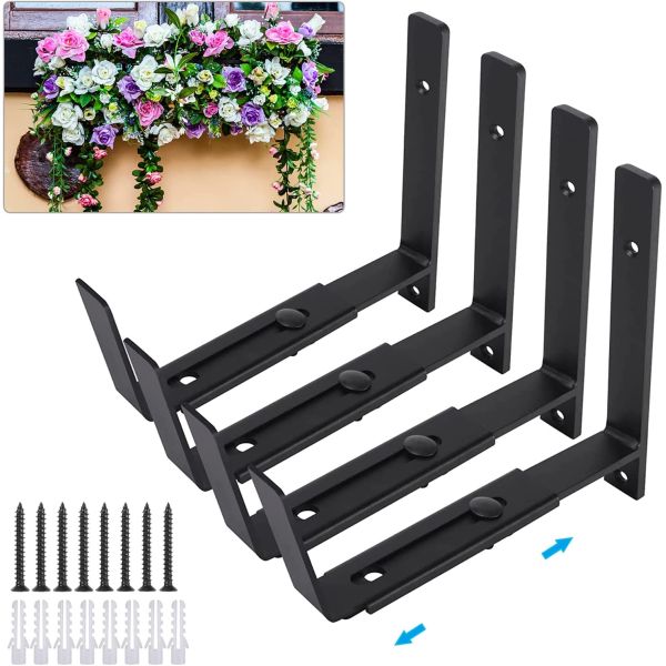 Adjustable Planter Box Shelving Brackets 8.5*8*3.5inch Perfect for Patio Window Fence