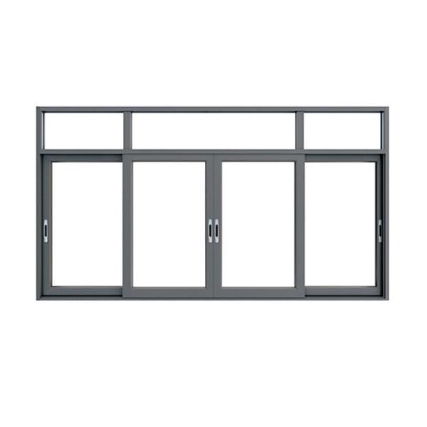 Customized Finished 798 Series Aluminum Gray Sliding Window with Hanging Curtain Type