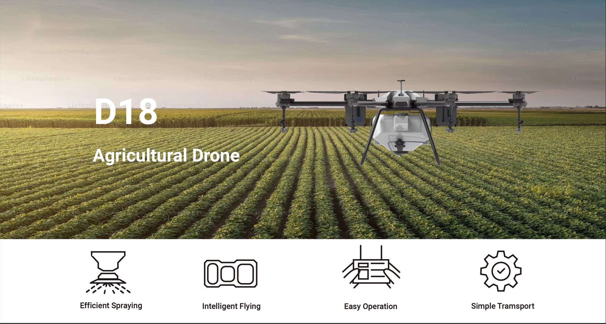 Dron agrícola profesional de alta capacidad de carga y GPS para el control preciso de plagas en