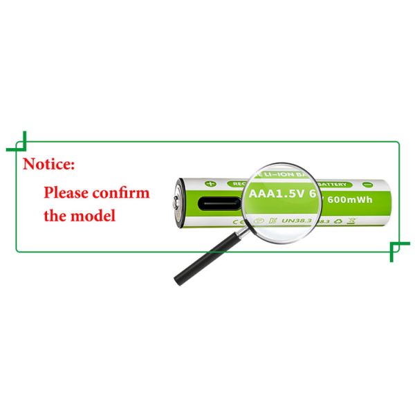 1.5V AA AAA Solid State Rechargeable 1500mAh 600mWh 1100mWh 2200mWh Type USB-C 10x43mm 1000 Cycles Battery