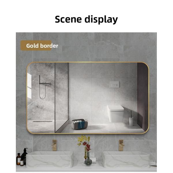 Modern Rectangular Wall-Mounted Bathroom Vanity Mirror IP44 Protection Rating Aluminum Alloy Touch Switch Villa Apartment Use