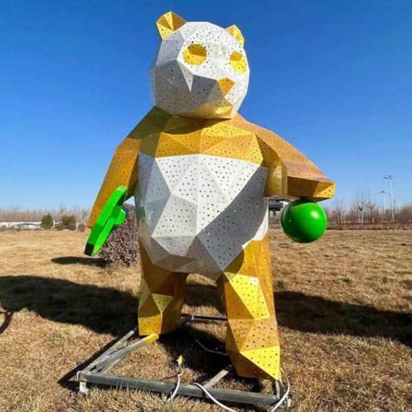 Large Outdoor Decorative Metal Sculpture Custom Colorful Bear Statues