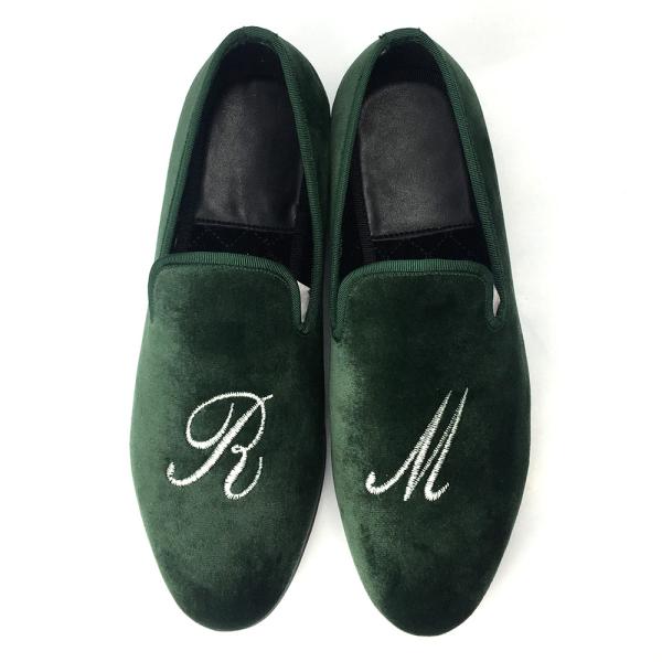 Luxury Green Rubber Outsole Suede Slip On Shoes , Mens Suede Moccasins Good Handmade