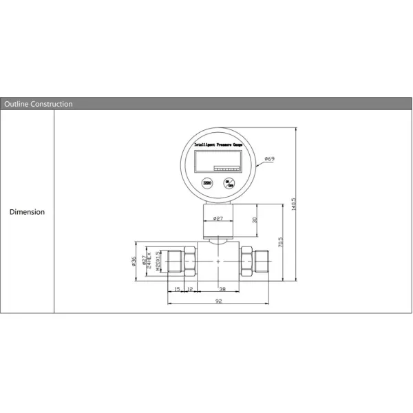 5-Digit LCD Differential Digital Pressure Gauge 9V Battery powered Pressure Transmitter