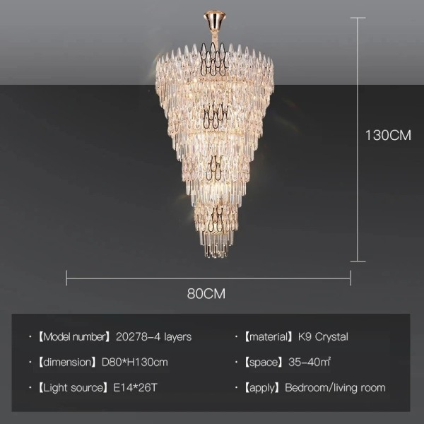 Duplex Building Living Room Chandelier Building Stairway Long Chandelier Luxury Crystal Lamp(WH-CY-269)