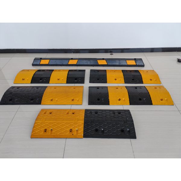Roadsafe Car Speed Bump Reinforced Rubber Wheel Stopper for Secure Parking Yellow Bump