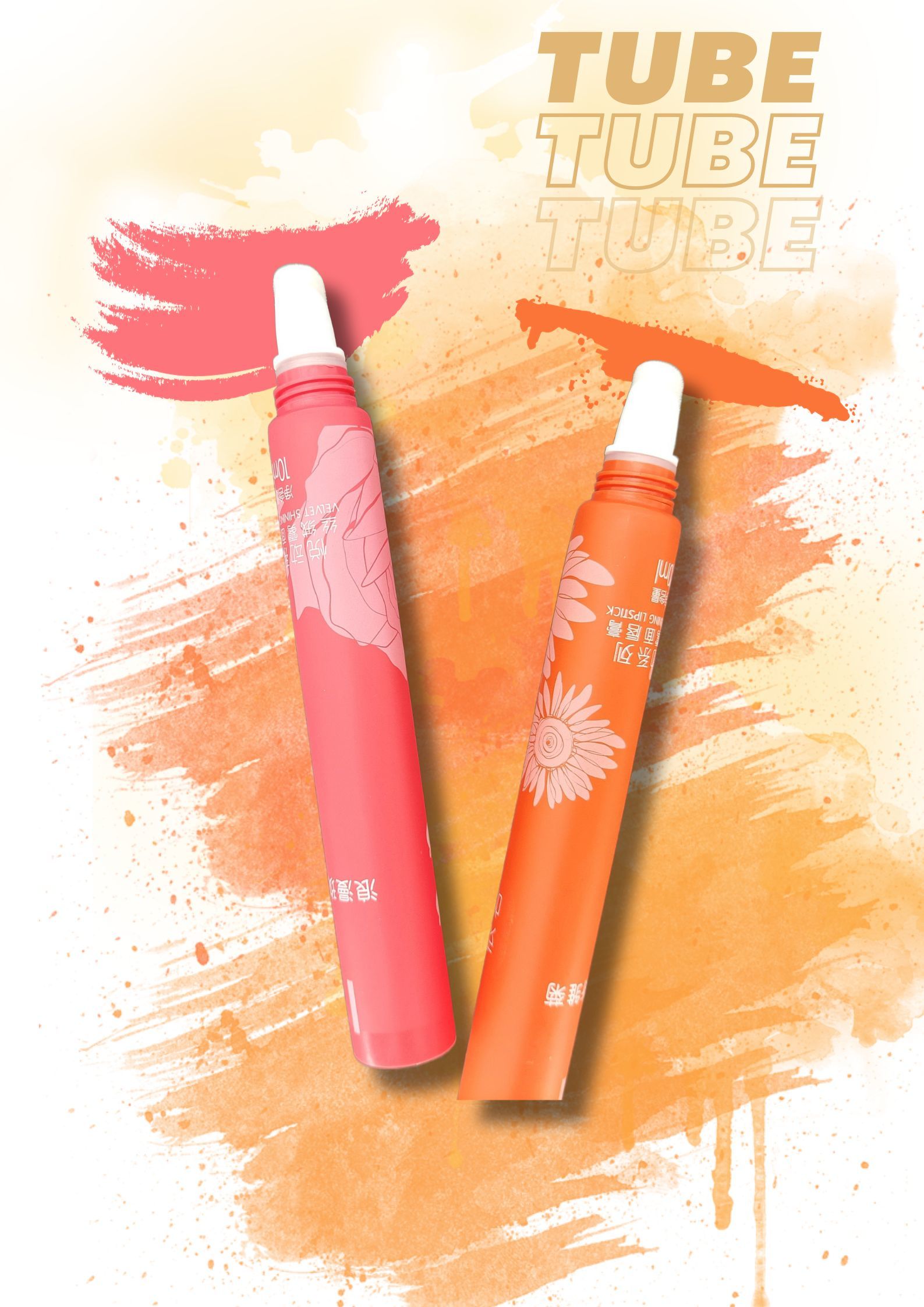 10ml D15mm Velvet Shining Lipstick Tube Packaging With Flocking Applicator Makeup Packaging Sponge Blusher Concealer Applicator