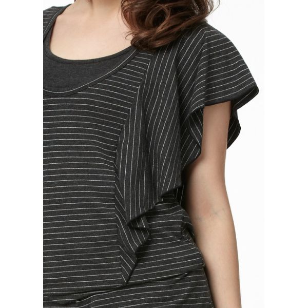 Ruffled Sleeve Maternity Breastfeeding Tops , Plus Size Pregnancy Clothes