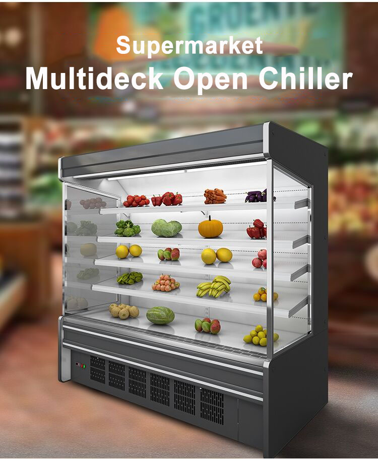 2700W коммерческий дисплей многоэтажный открытый охладитель для супермаркетов