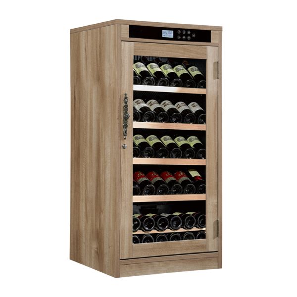 Wood Wine Cooler Cabinet with Digital Temperature Control Adjustable Shelves and Lockable Door