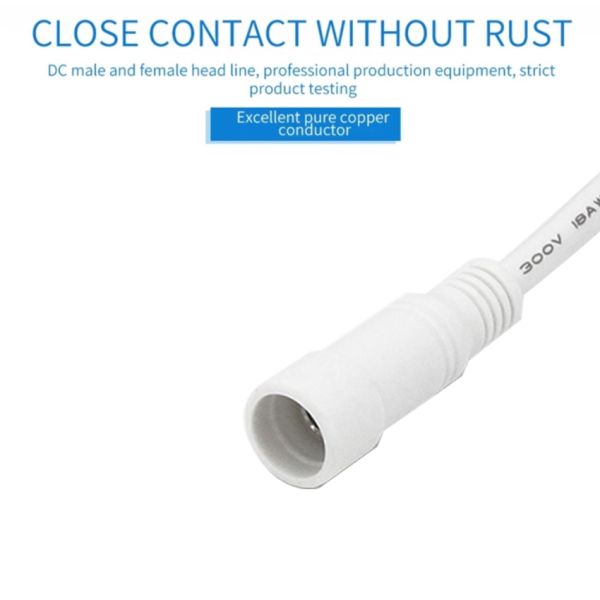 Cable de extensión de alimentación DC de hombre a mujer con interruptor de rocker en línea 303 - 5.5 mm x 2.1 mm para tira LED, CCTV, electrónica DIY