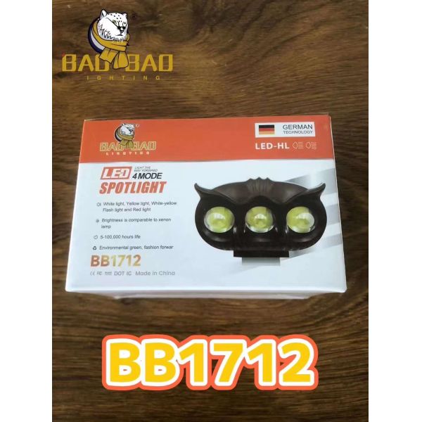 3 LED Owl Style Black Aluminum Casing Motorcycle LED HeadLight Spot Lamp