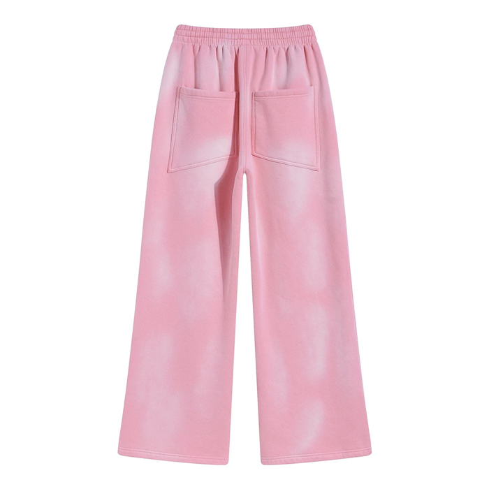 Loose Straight Leg Fleece Sweatpants Unisex Casual Wide Leg Trousers Faded