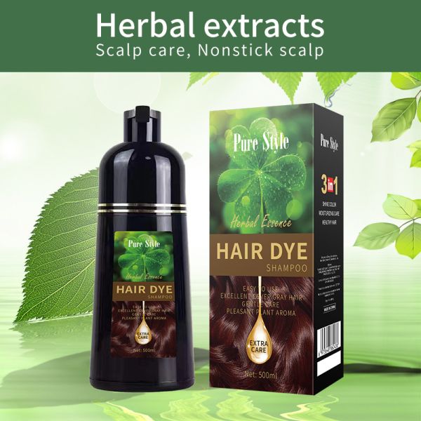 Shampoo Colorant Cheveux à Domicile 500ml pour Cheveux Blancs Gris Noir Olive