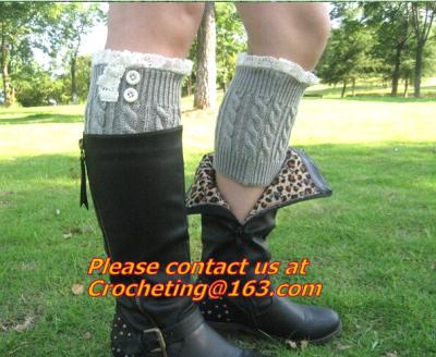 Fashion winter accessories knitted leg warmers crochet girls boot socks gaiter wool