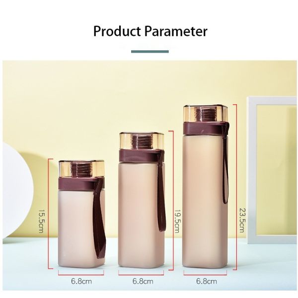 Travel in Style with Customized Logo Square Shaped 550ml 700ml Drink Bottle With Rope