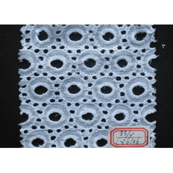 Pure White Cotton Eyelet Embroidered Lace Trim For Babies Wear SGS CY-CX0106