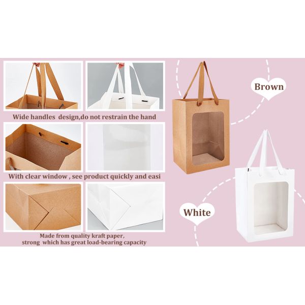 Bags With Window 10x7x5 Gift Bags For Mother'S Day Proposal Candy Gift, Festival Gift Packaging