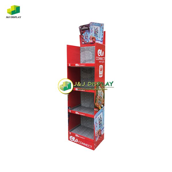 Book Promotion Corrugated Cardboard Display Units Foldable Floor Standing