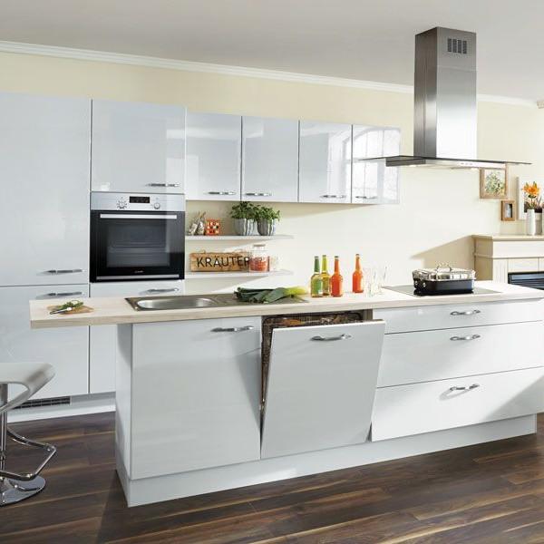 75in Family Stained Plywood Modern Beadboard Kitchen Cabinets U Shape Particle Board