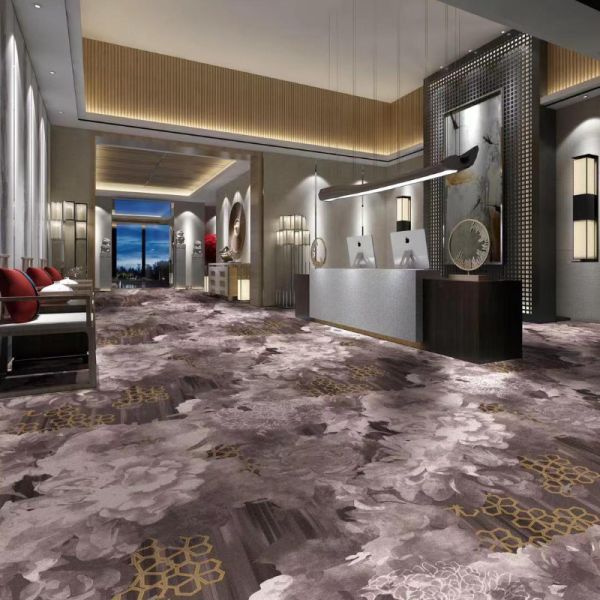 25*4M or Support Custom Sizes Nylon Hotel Floor Carpet Red Rectangle Modern Design