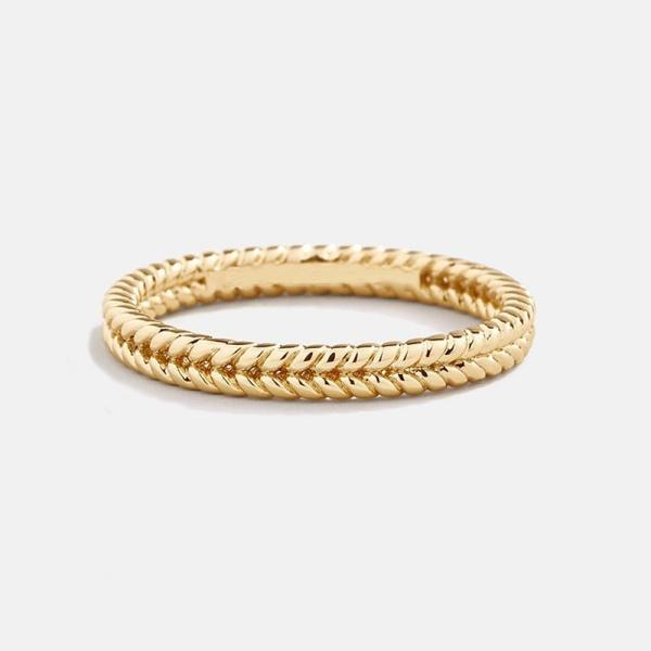 Joalharia fina 18K ouro revestido 925 Sterling Silver Wheat Ring para mulheres