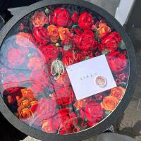 Caixinha de flores de frutas feita à mão com estampagem de ouro redonda com janela clara Outros Tipo de caixa