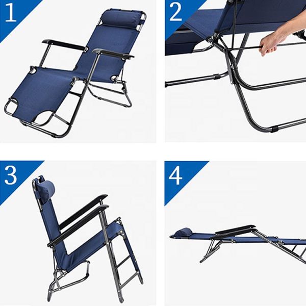 Outdoor Sun Lounger Beach Chair Portable and Foldable for Patio Garden Camping Pool