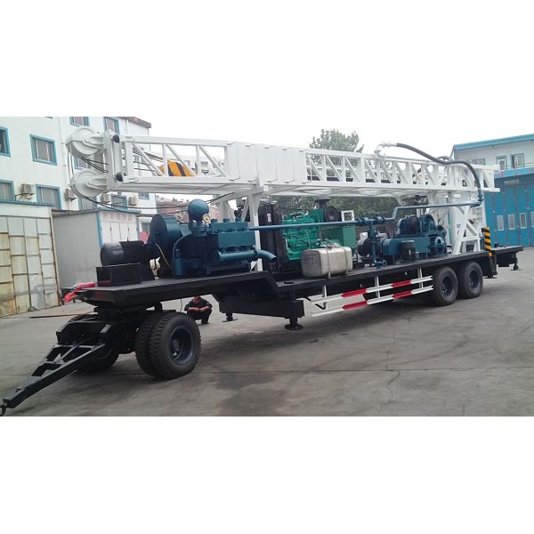T-600 600m Depth Water Well Drill Rig Trailer Mounted 200-500mm Hole Diameter