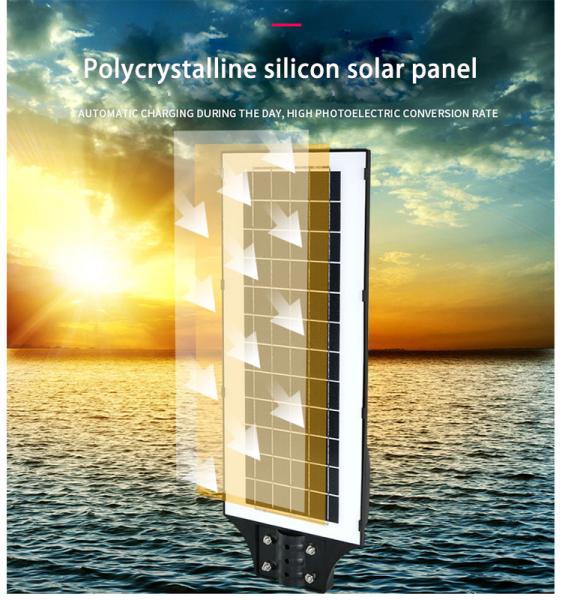 Capteur de mouvement imperméable à l'eau éclairage de rue solaire intégré avec panneau solaire