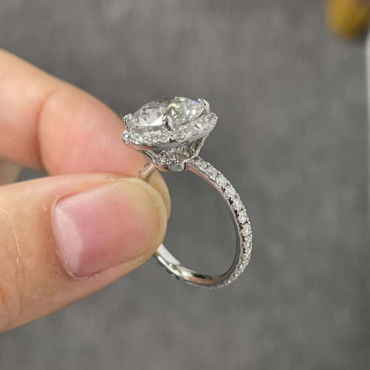 18K настоящее золото DEF VS лабораторно выращенный бриллиантовый кольцо