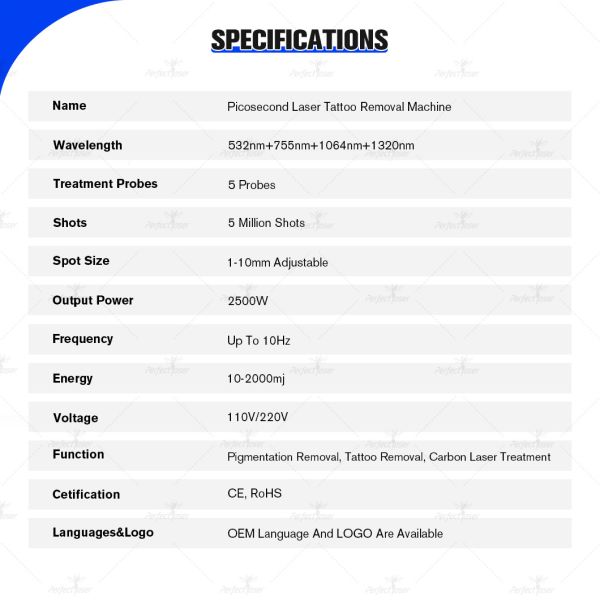 532nm 755nm 1320nm Picosecond Laser Tattoo Removal Machine For Pigmentation Removal