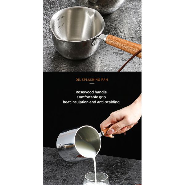 High Quality 304 Stainless Steel Measuring Cup Cooking Pot Sauce Scoop Heating Oil Pot