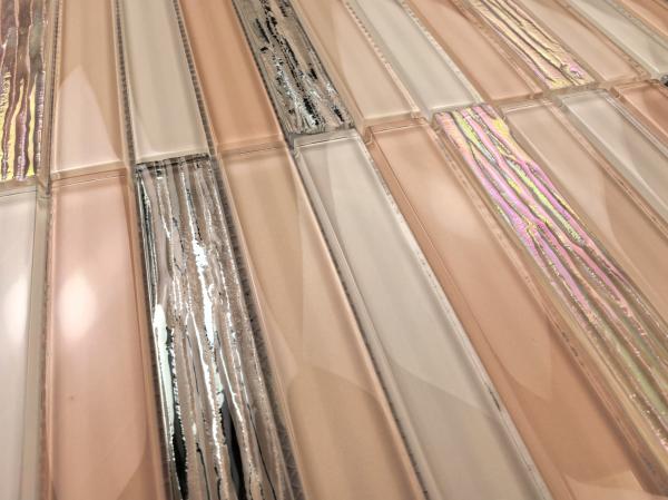 Mosaicos de vidrio para pared interior rosa claro de 300x300mm antideslizantes y duraderos para hotel y balcón