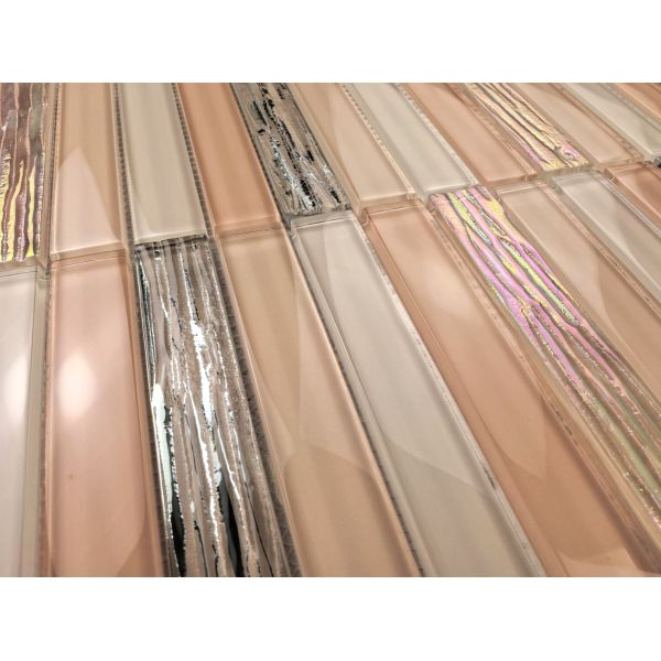 Non-Slip And Durable 300x300mm Light Pink Interior Wall Glass Mosaics For Hotel And Balcony