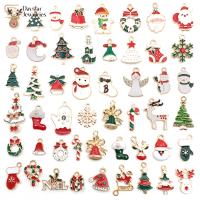 Gold Enamel Christmas Pendant , Metal Charms Diy Jewelry Making Pendants