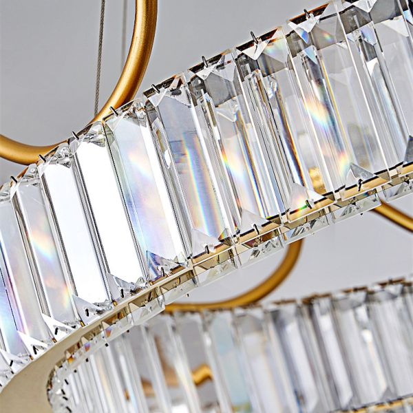 Round Creative Children Bedroom LED Crystal Pendant Light Clear Metal Gold