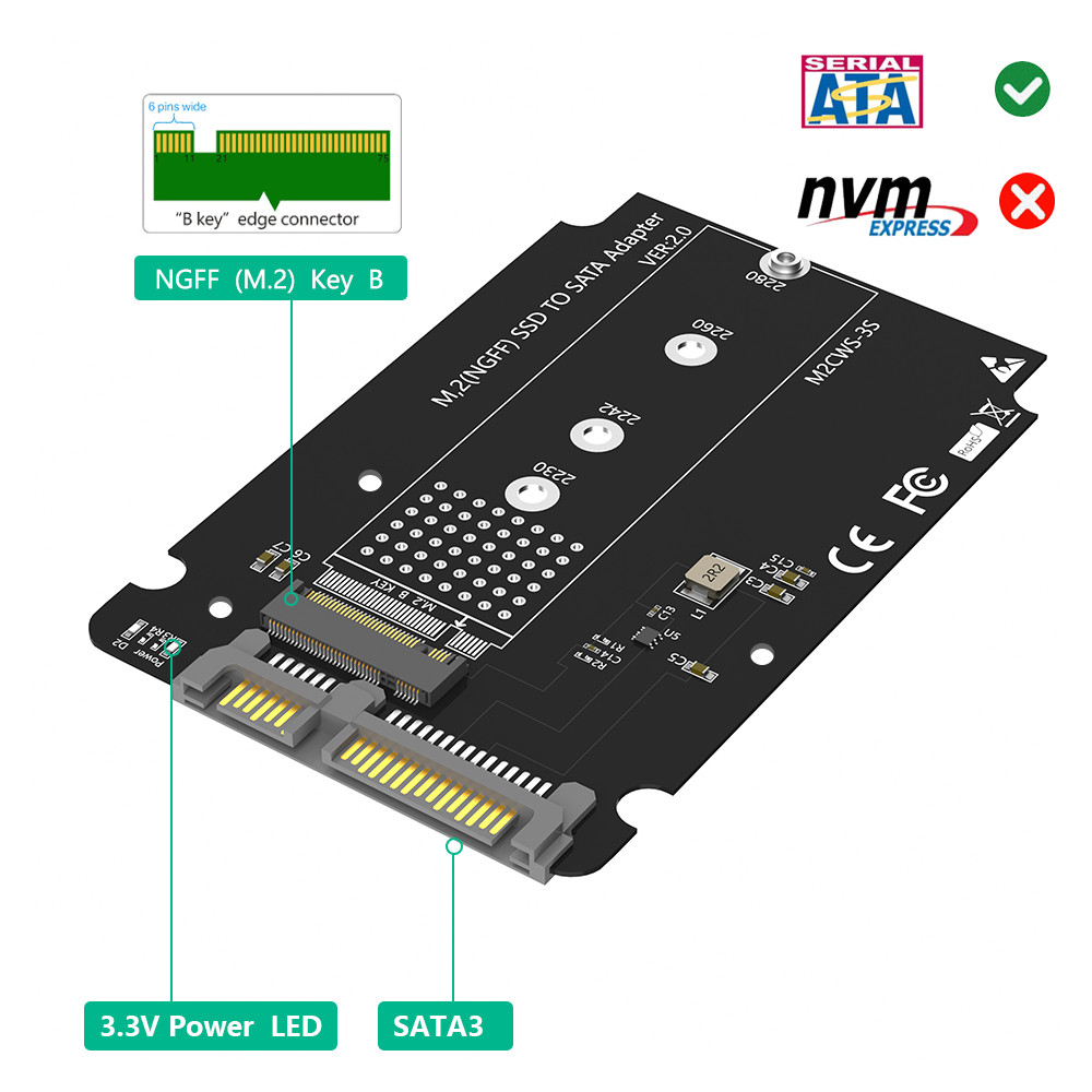 SSD корпус M.2 SATA SSD B Ключ к SATA3.0 2,5 дюймовый адаптер конвертер 7 мм алюминиевый корпус Черный ящик для 2230 2242 2260 2280 M2 SSD