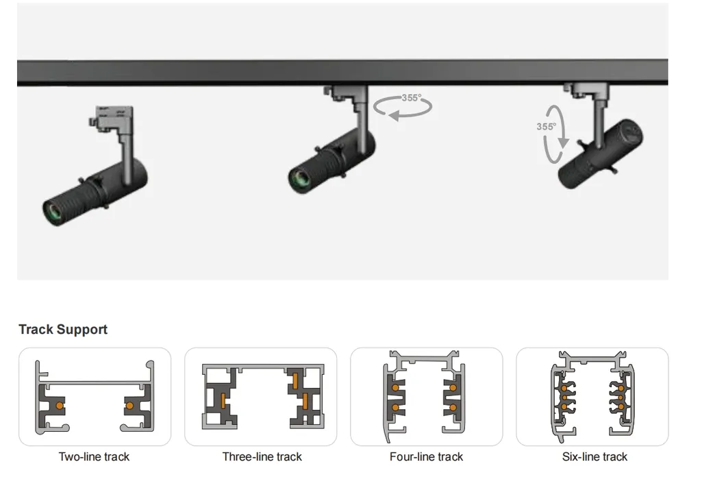 Factory Price Professional-Grade DIP Color Dimmable Smart Control Compatibility Shapeable Projection Track Light for Theaters and Cultural