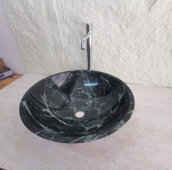 Premium Pradas Verde Green Marble Vanity Basin | Luxury Artisan Bathroom Sink