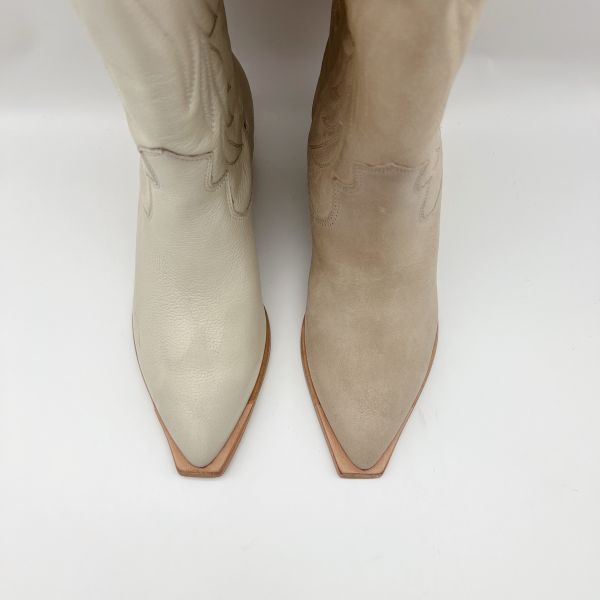 Comfortable Womens Leather Dress Boots Waterproof Off White