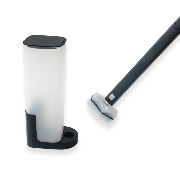 Brosse de toilette jetable avec 16 têtes de rechange, manche de 40 cm et tête de brosse de 12 cm x 8 cm pour un nettoyage hygiénique