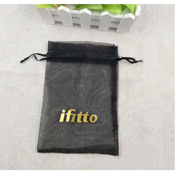 Custom Logo Printed Solid Organza Drawstring Dust Bag Mesh Gift Pouch