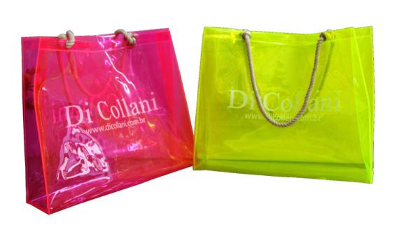 Transparent PVC Reusable Carrier Bags With Twist Rope Handle For Lady Shopping
