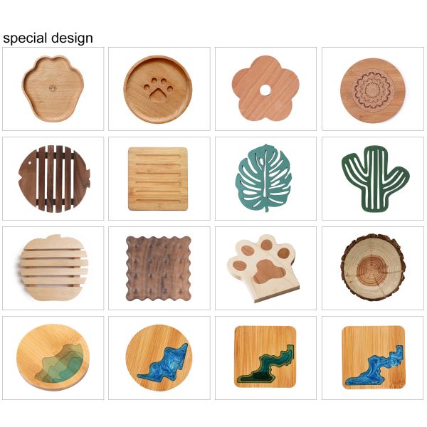 Custom Logo Acceptable Walnut Cherry Wood Coaster for Eco-Friendly Minimalist Design Style