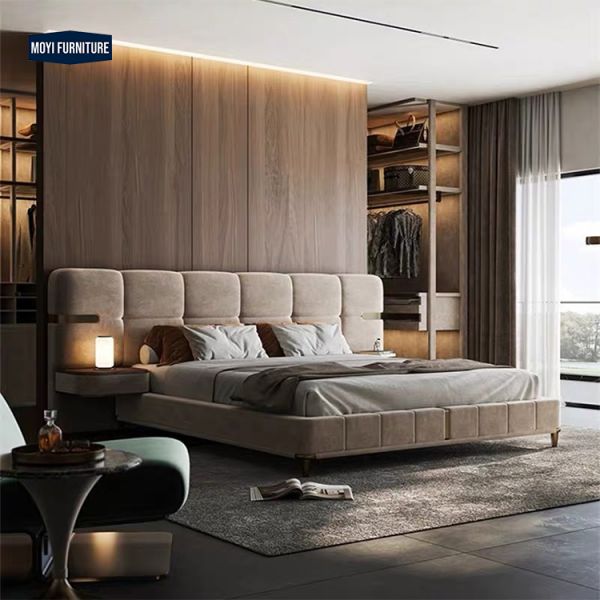 Comfortable Metal Frame Double Queen King Size Bed Frame Modern Luxury Simple Design Home Master Bedroom Furniture