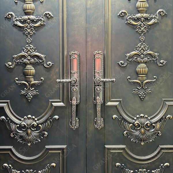 Villa Aluminum Door Stainless Steel   Security Door With Smart Lock Entrance Door  for House