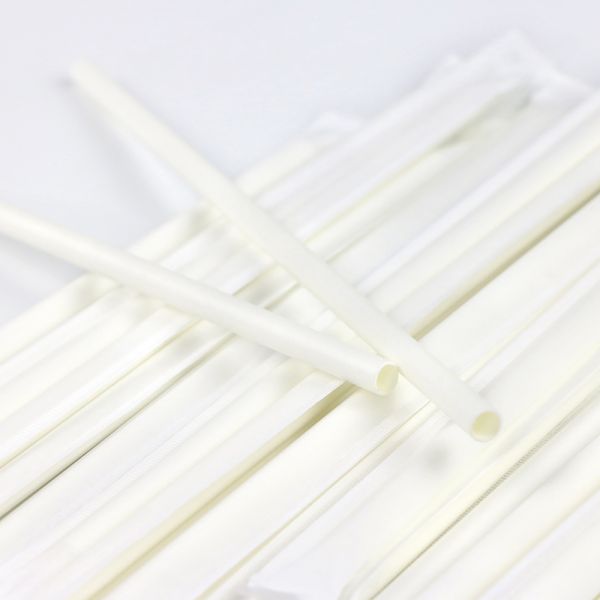 Individual Packed Biodegradable White Paper Straws for Restaurant in Hotpink Color